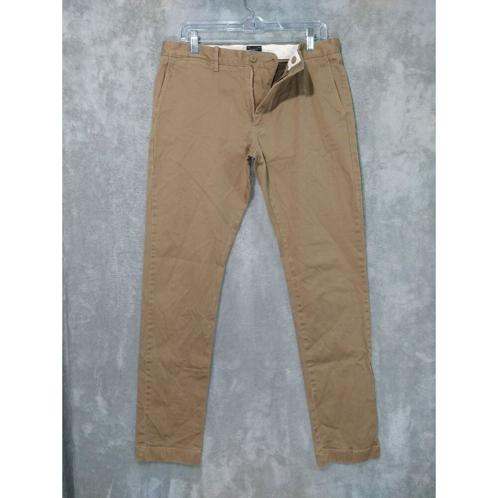 J Crew Pants Mens 32x34 Beige Chino Stretch 484 Flat Front Slim Fit Cotton